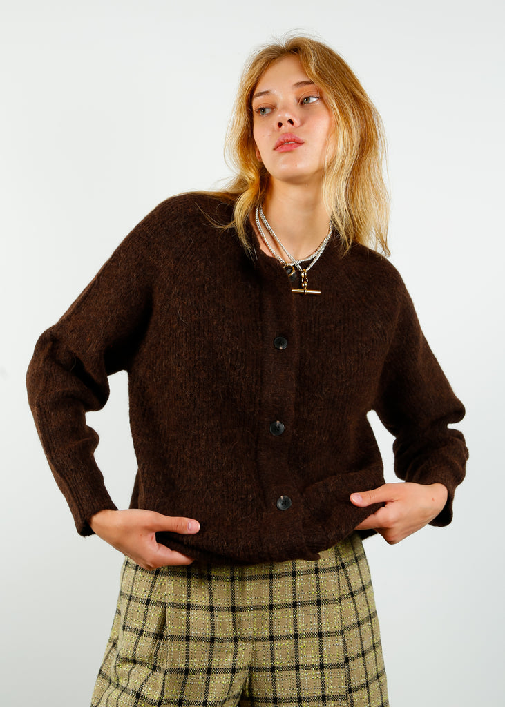 Auralee Kid Mohair Sheer Knit Cardigan Camel On Garmentory