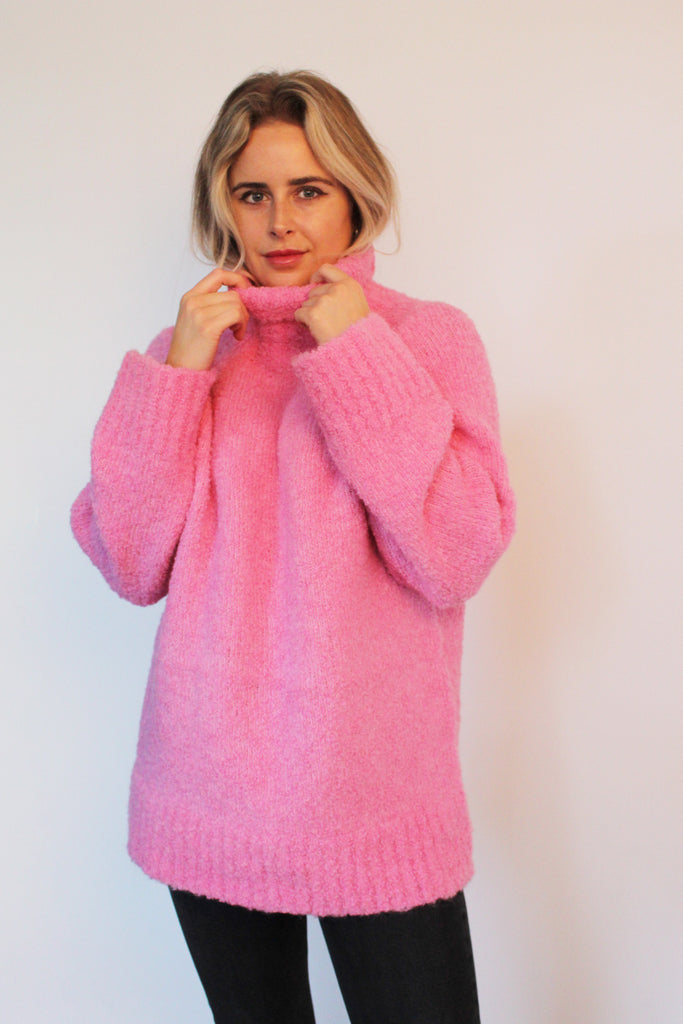 SLF Myah High Neck Knit in Prism Pink – shopatanna