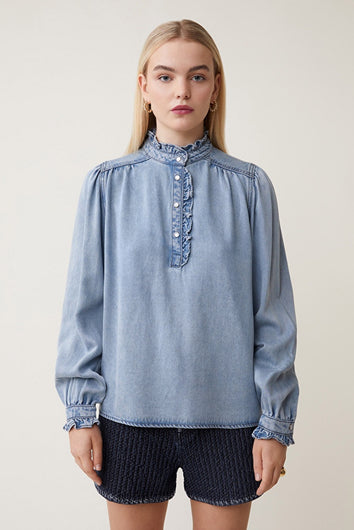 SUNCOO Laure Blouse in Blue Jean