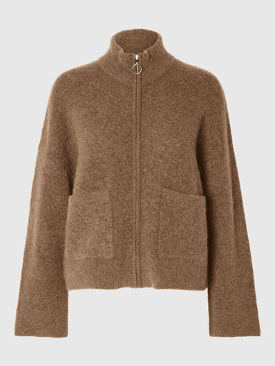 SLF Sia Zip Cardigan in Tobacco Melange