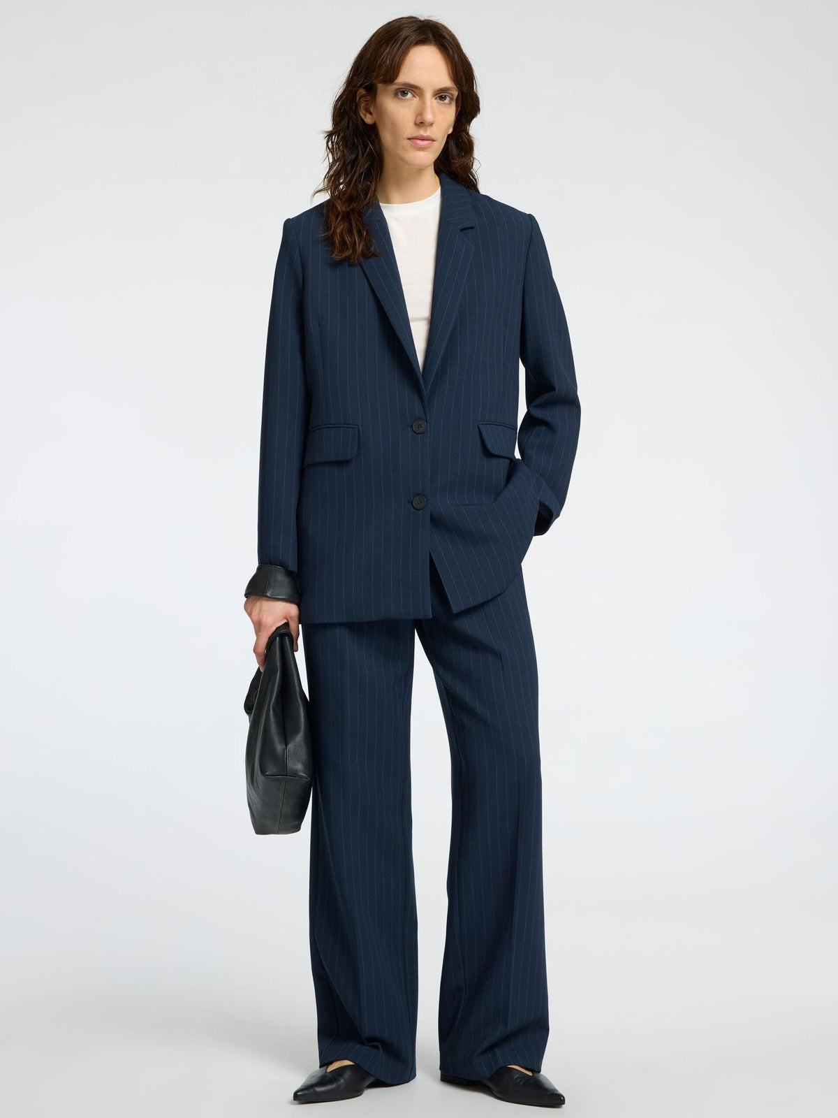 SLF Rita Wide Pant in Dark Sapphire Pin Stripe