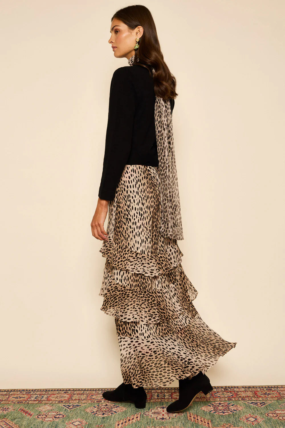 RIXO Preslee Skirt in Antelope Spot Black