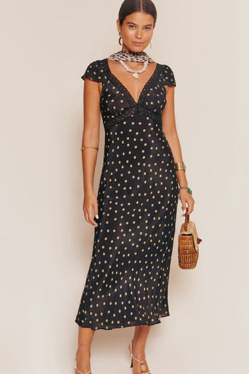 RIXO Iggy Dress in Bohemia Spot Olive