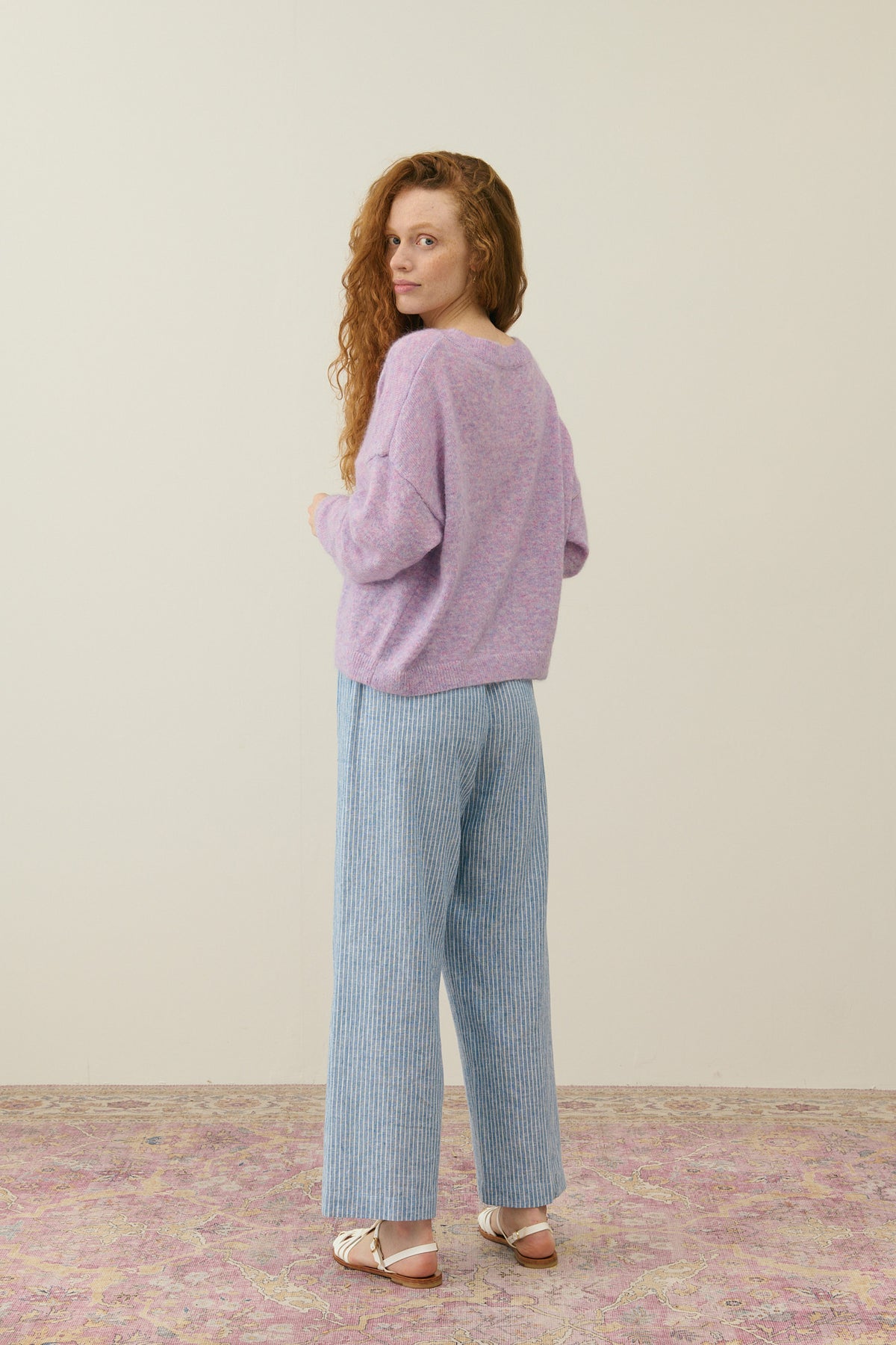 LM Abuela Trousers in Blue Onda Stripes