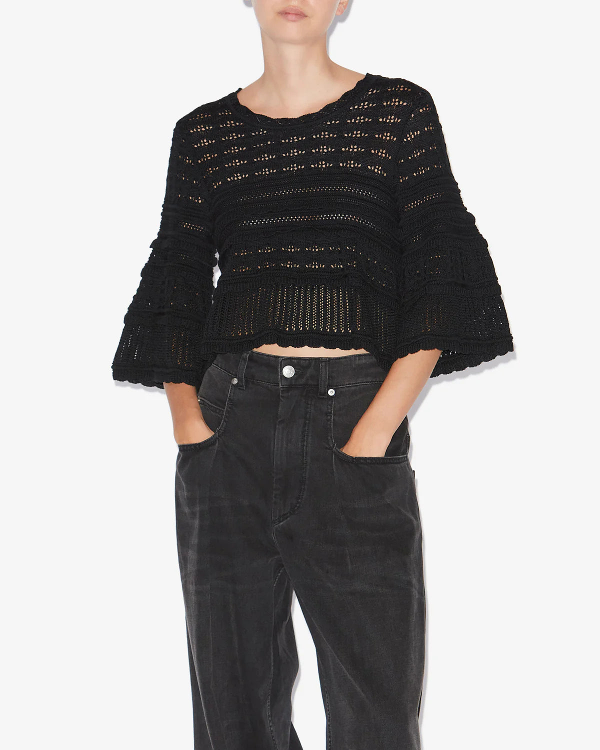 IM Azelia Openwork Top in Black