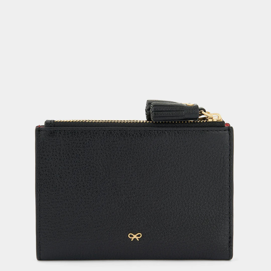 AH Small Double Zip Wallet with Peeping Eyes in Black