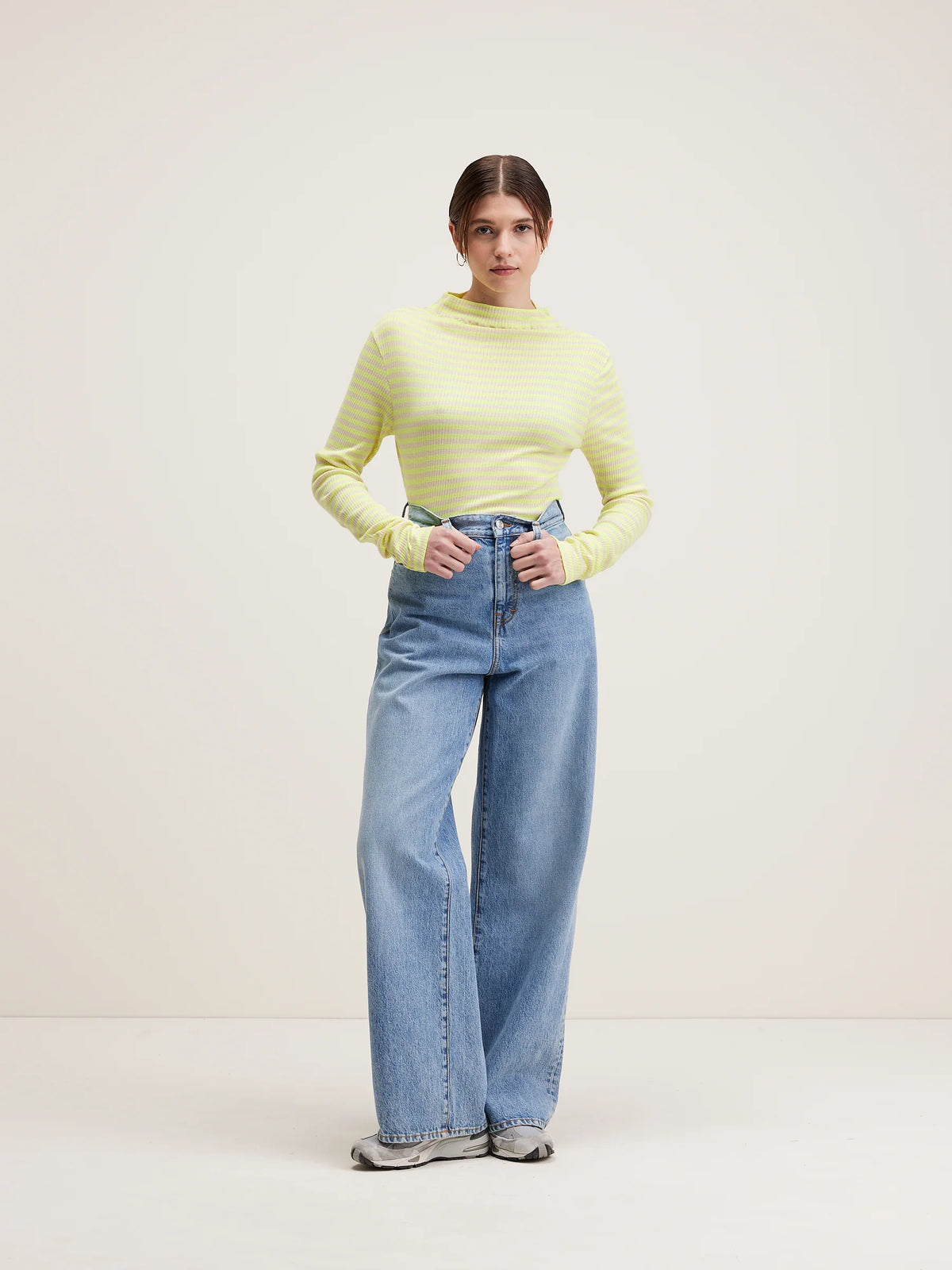 BR Viory Slim Roll Neck in Stripe Yellow