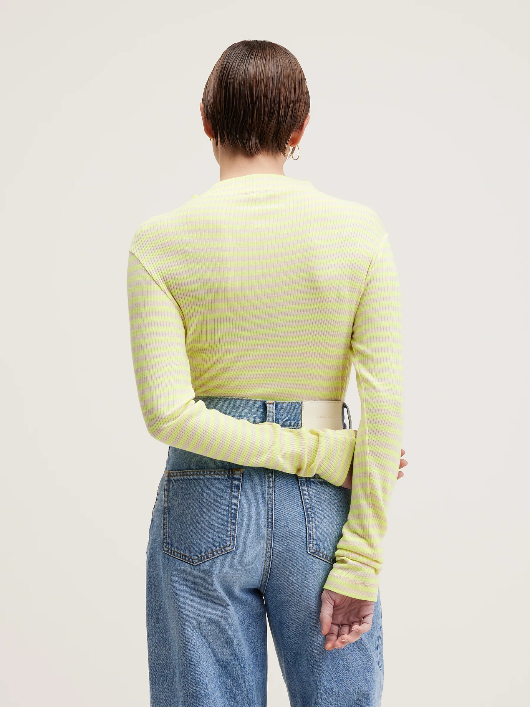 BR Viory Slim Roll Neck in Stripe Yellow