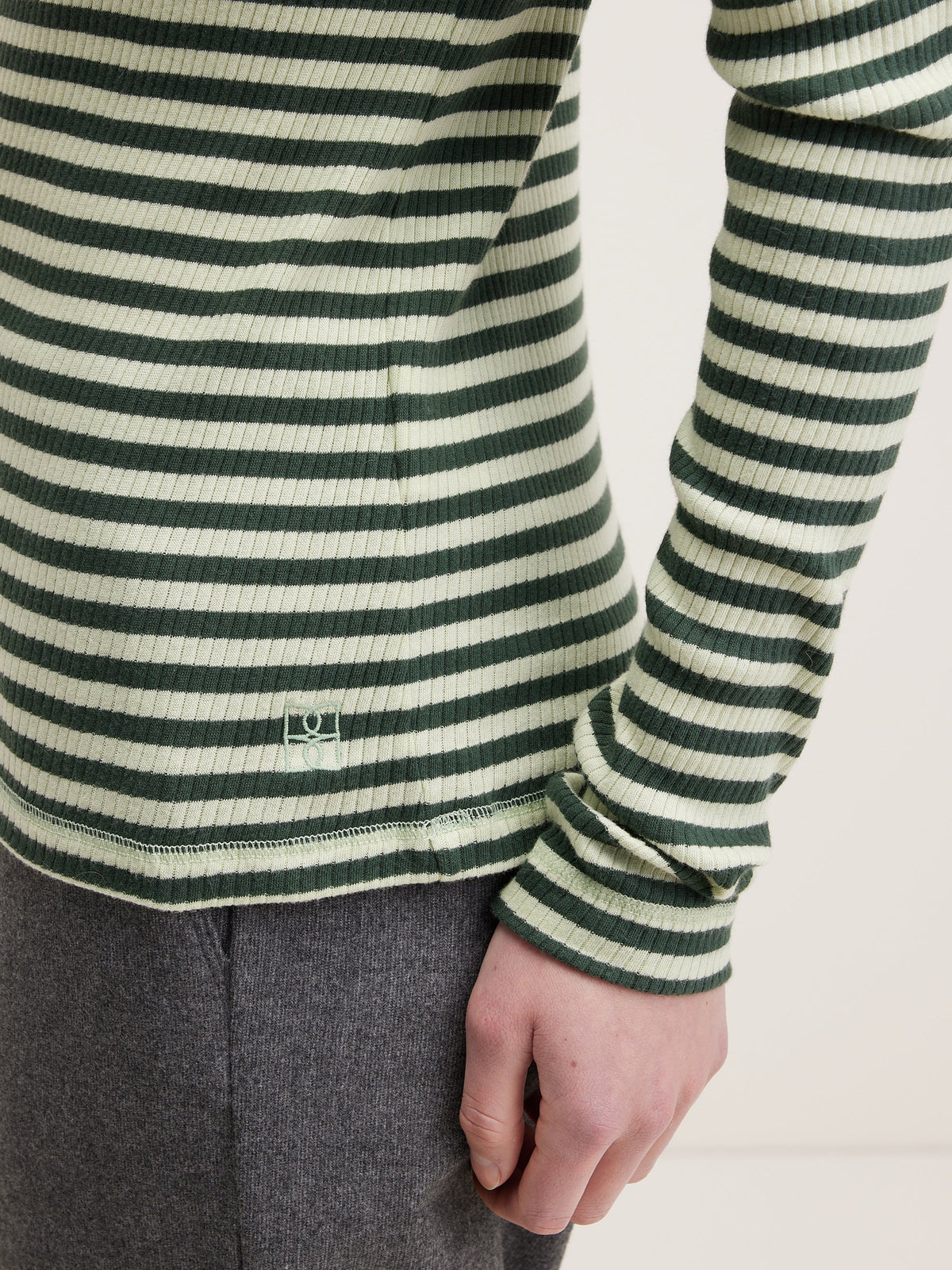 BR Viory Slim Roll Neck in Stripe Green