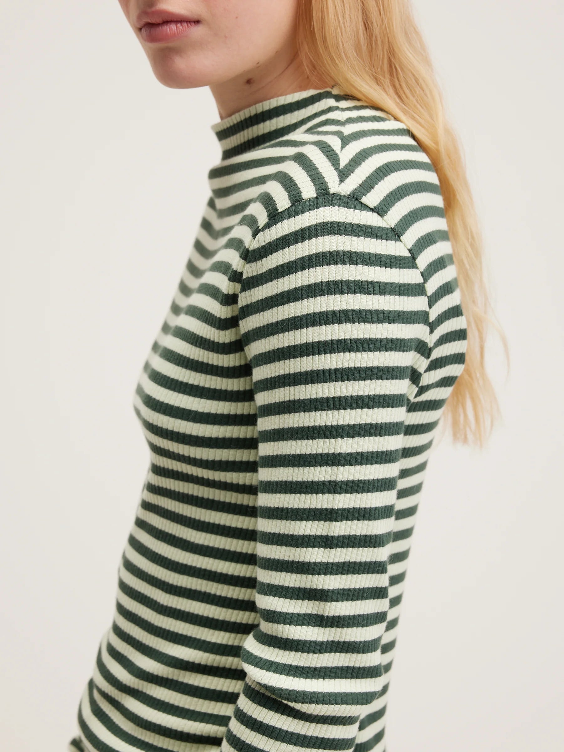 BR Viory Slim Roll Neck in Stripe Green