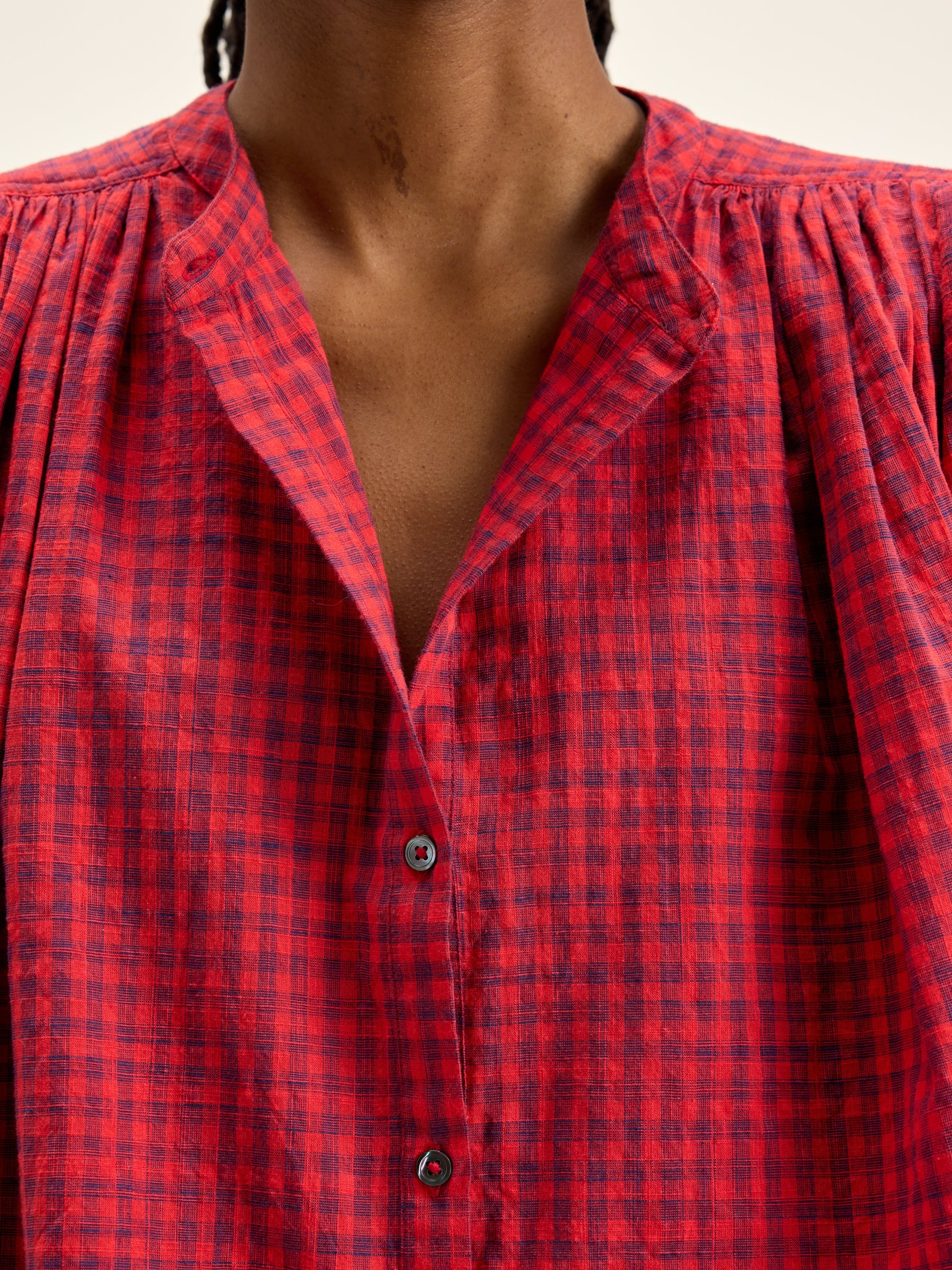 BR Inka Check Blouse in Red