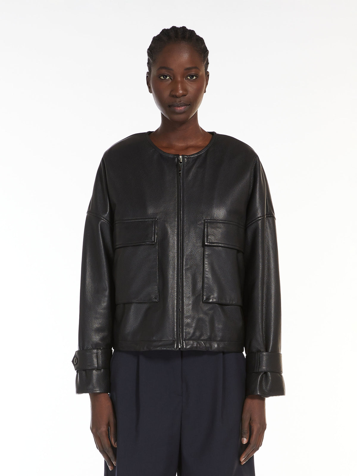 MM Tevere Leather Jacket in Black