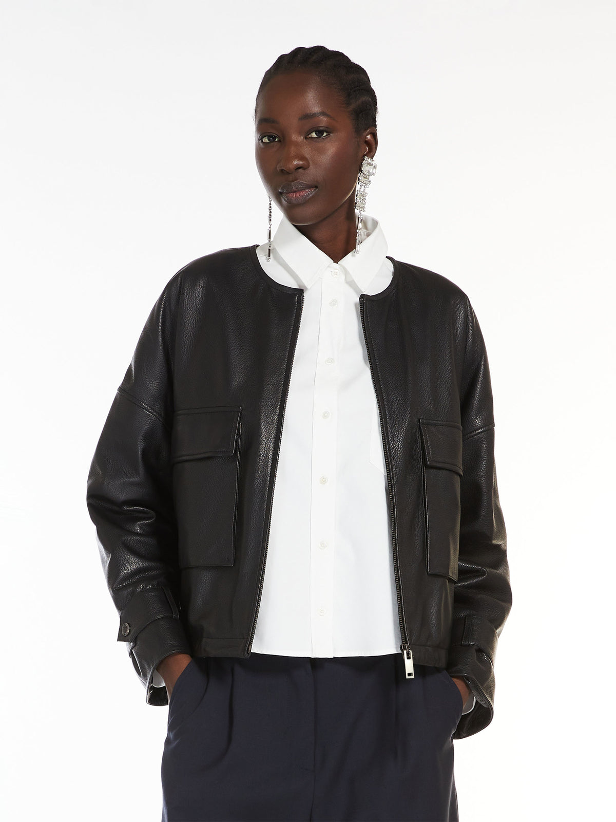 MM Tevere Leather Jacket in Black