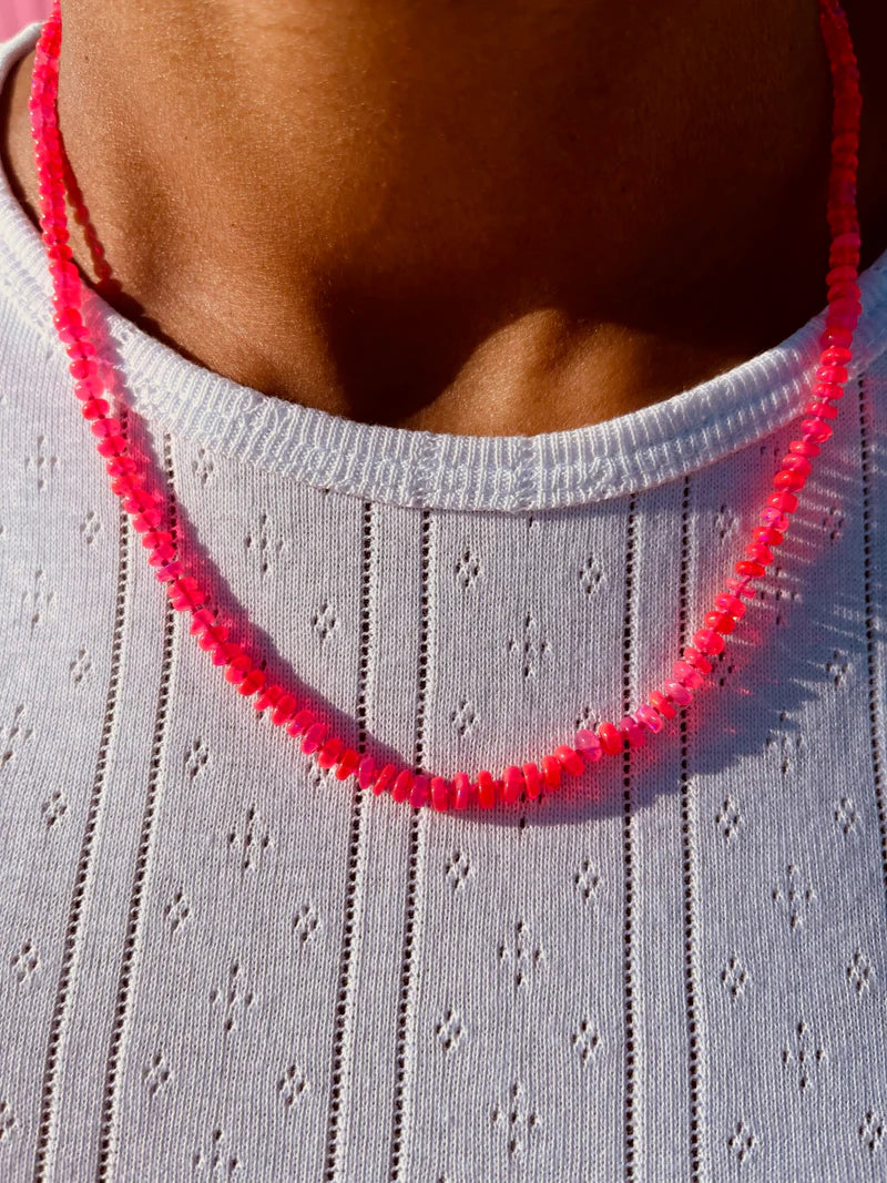 BON BON  Neon Pink Fire Opal Necklace