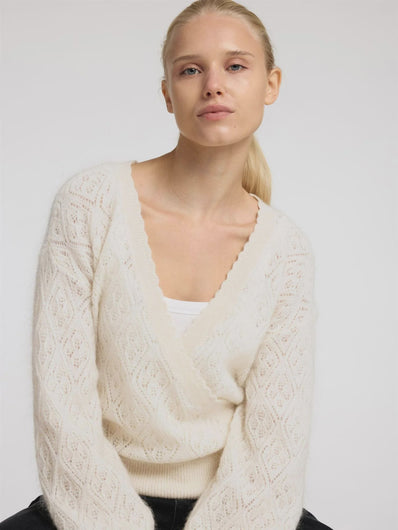 SLF Juliet LS Wrap V Knit in Snow White