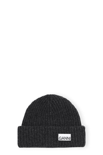 GANNI A5118 Rib Knit Beanie in Phantom