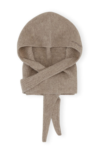 GANNI A5983 Soft Wool Balaclava in Almond Milk