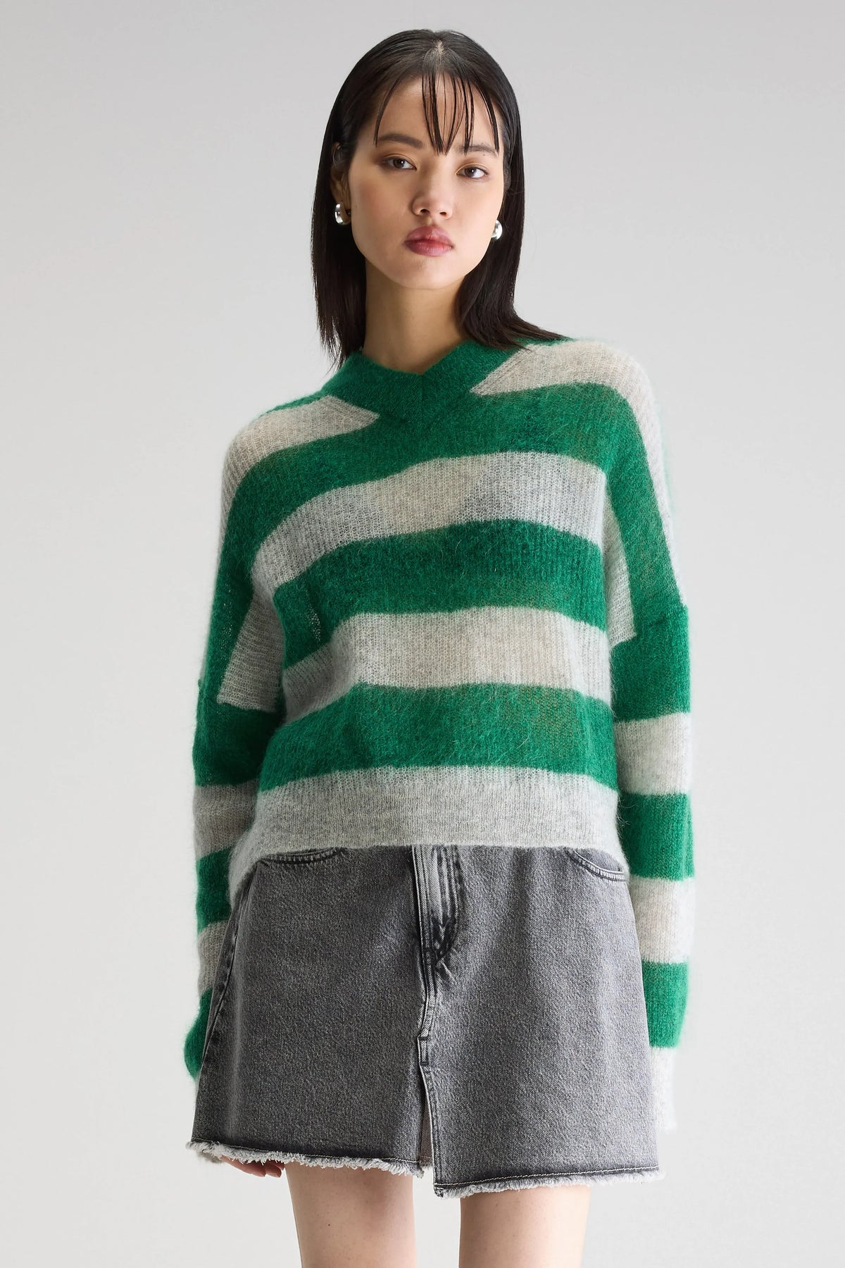 BR Arvy Knit in Green,  Grey Stripe