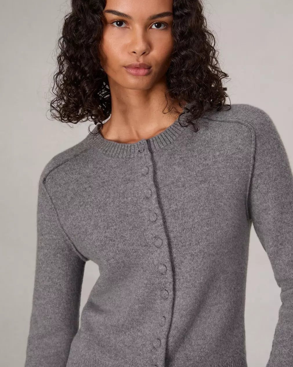 R&B Bridget Crew Cardigan in Grey