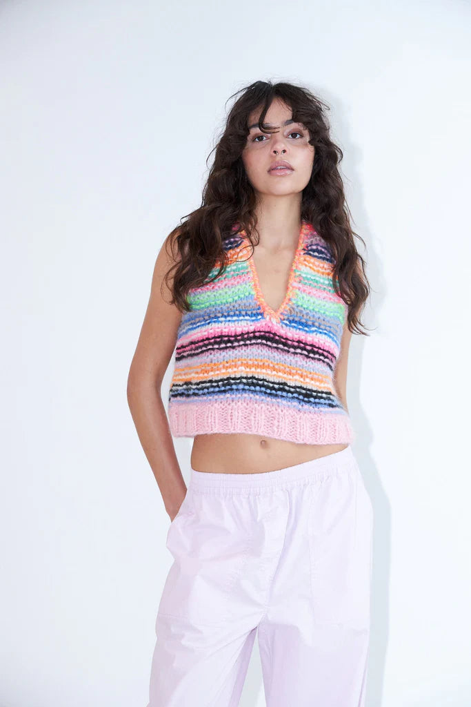 D&D Ginny Stripe Vest in Pink Multi