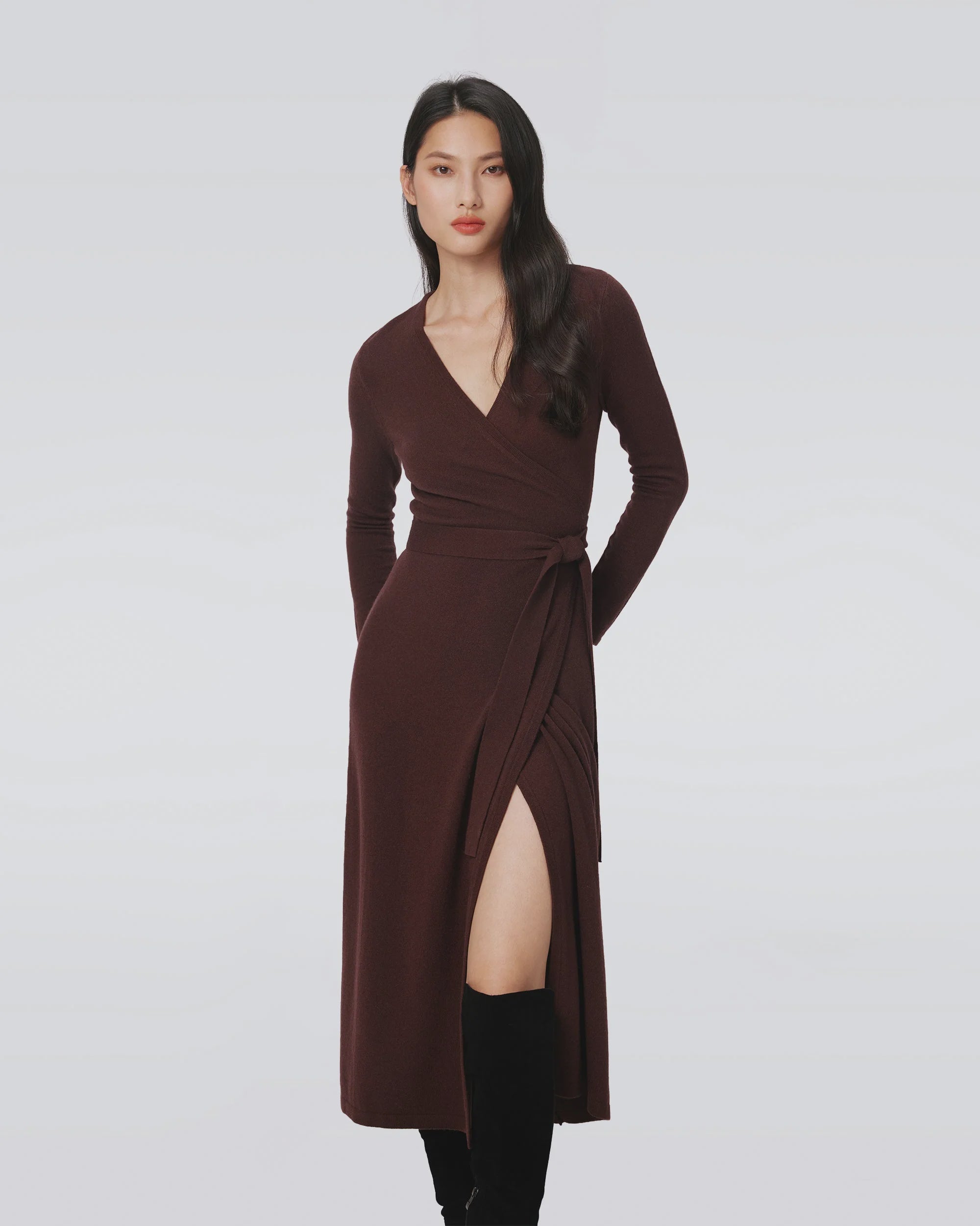 DVF Astrid Dress in Chestnut Brown