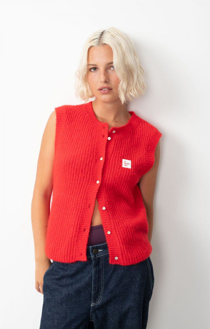 AV East 19 SL Knit Vest Cardi in Chilli Chine