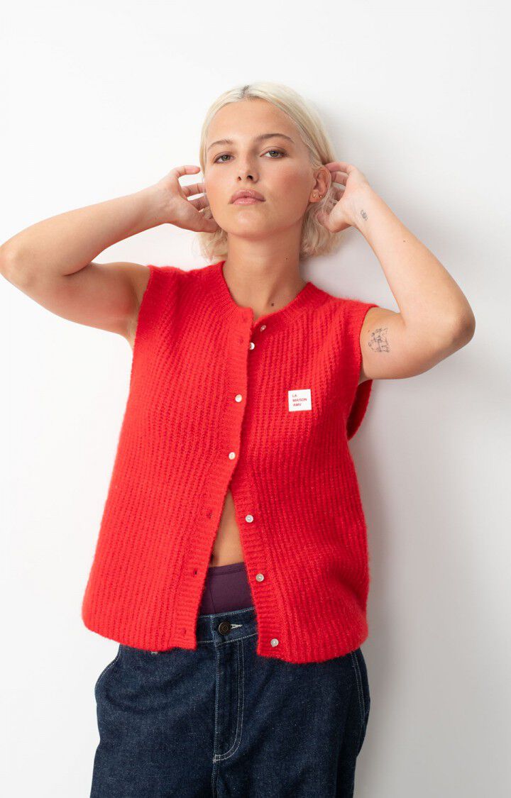 AV East 19 SL Knit Vest Cardi in Chilli Chine