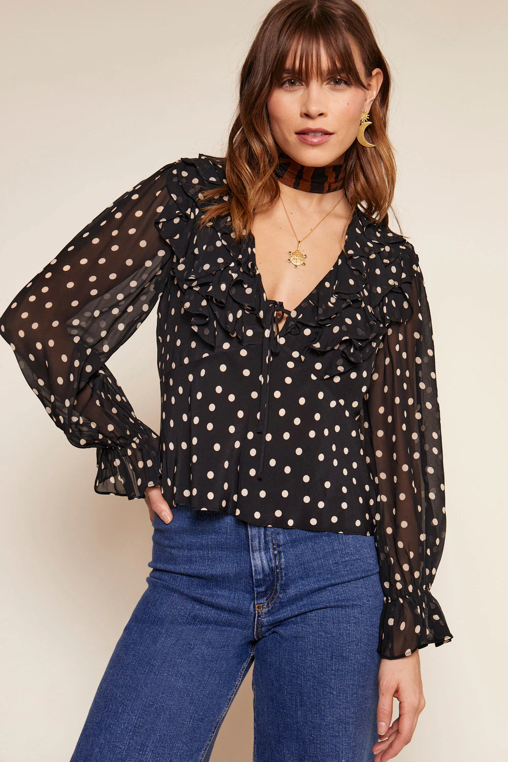 RIXO Lasca Top in Bohemia Spot Black