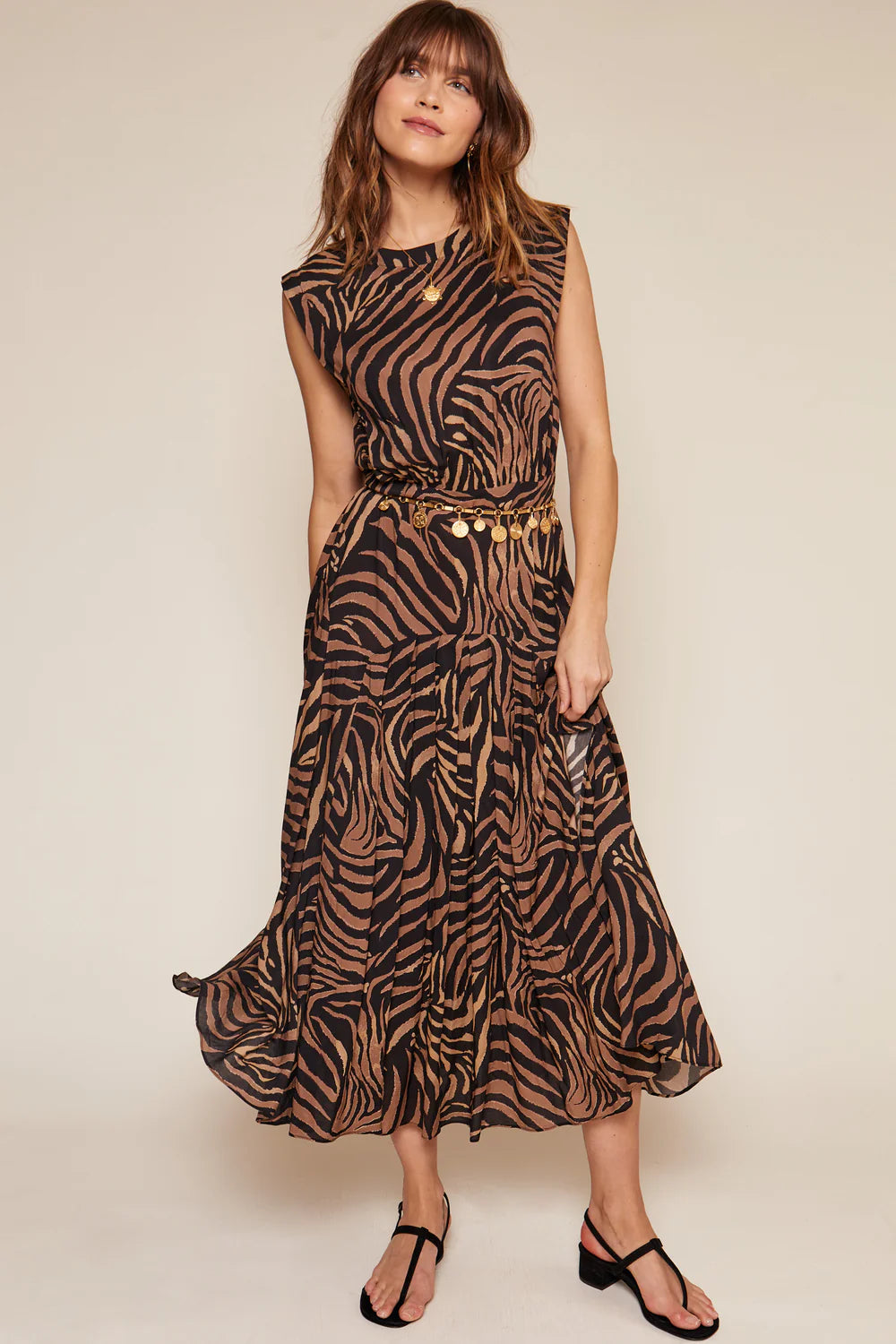 RIXO Coralie Dress in Tiger Patchwork Black – shopatanna