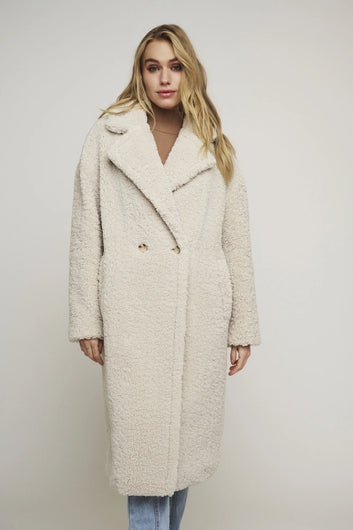 R&P Elicia Double Breasted Teddy Coat in Birch