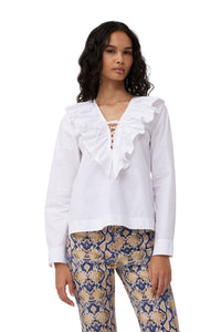 You added <b><u>GANNI F8635 V Neck Ruffle Blouse in White</u></b> to your cart.