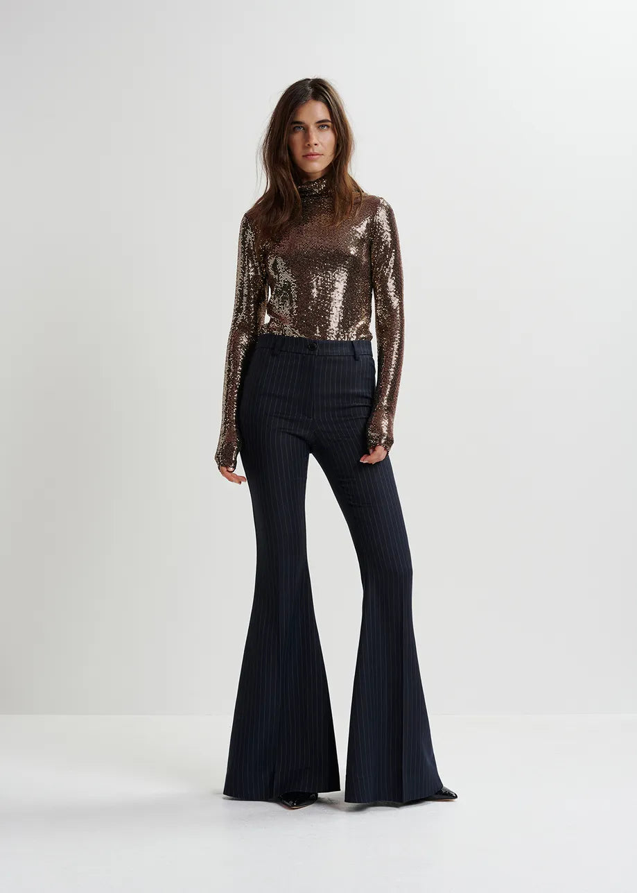 EA Geaker Sequin Jersey Turtle Neck in Gold