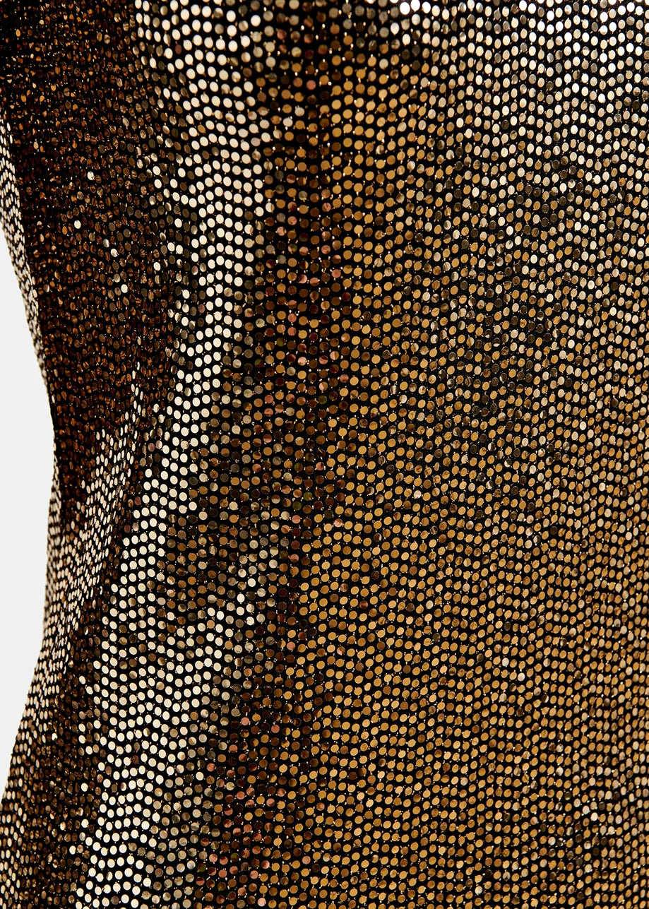 EA Geaker Sequin Jersey Turtle Neck in Gold