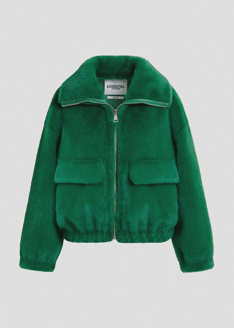 EA Genz Faux Fur Jacket in Hulk