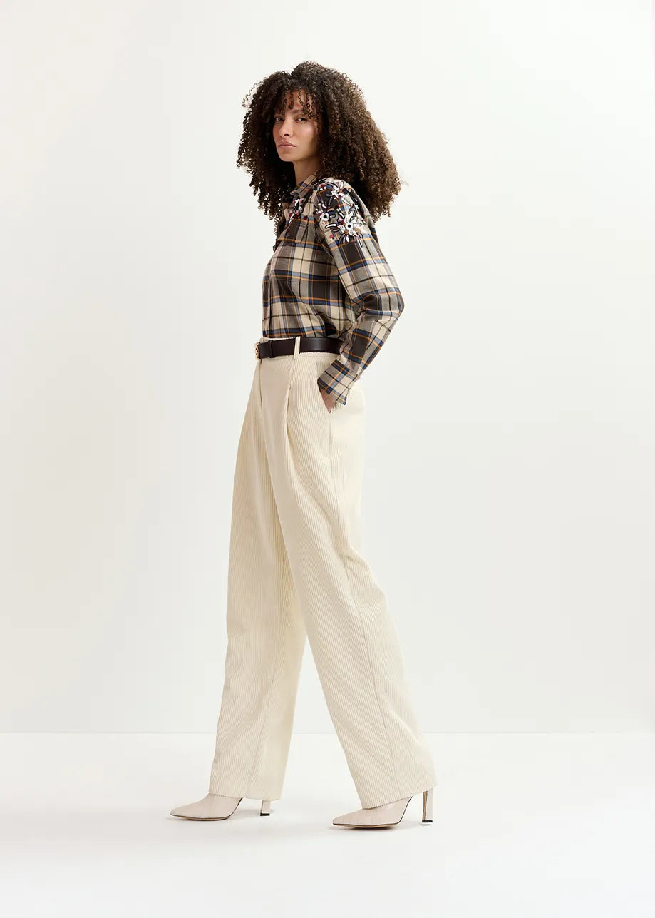 EA Gardenia Corduroy Pants in Off White