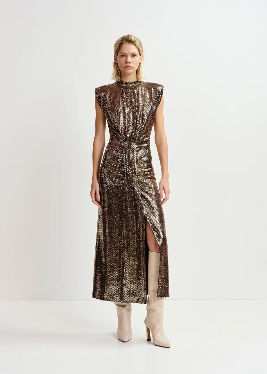 EA Gonnak Fitted Jersey Dress in Gold