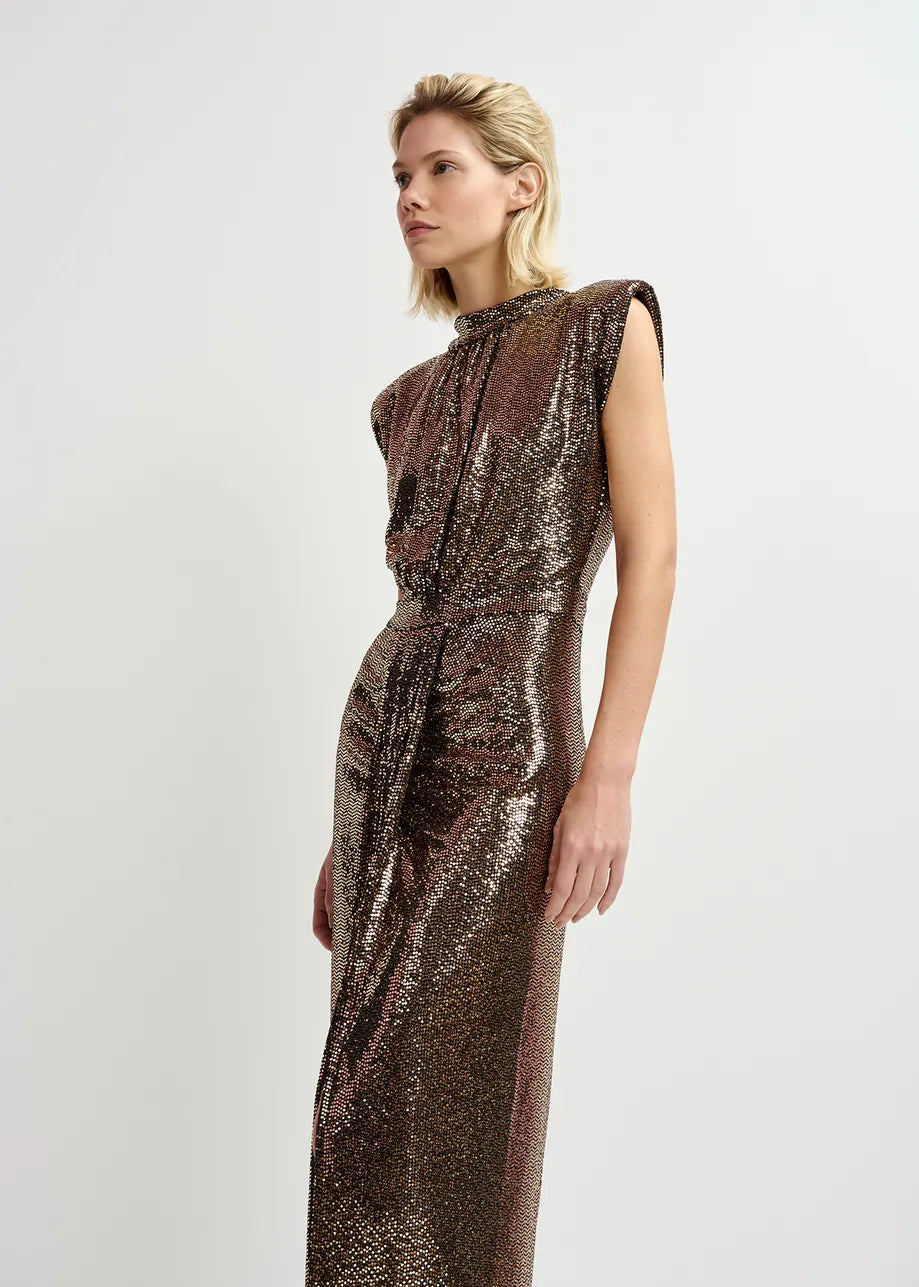 EA Gonnak Fitted Jersey Dress in Gold