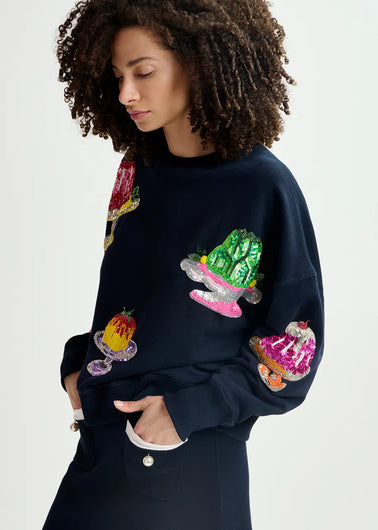 EA Hake Cake Embroidered Sweatshirt in Night Shade