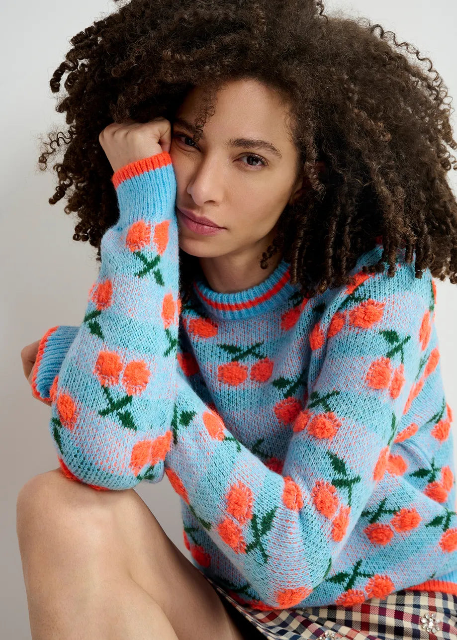 EA Hiroyal Cherry Knit Pullover in Bel Air