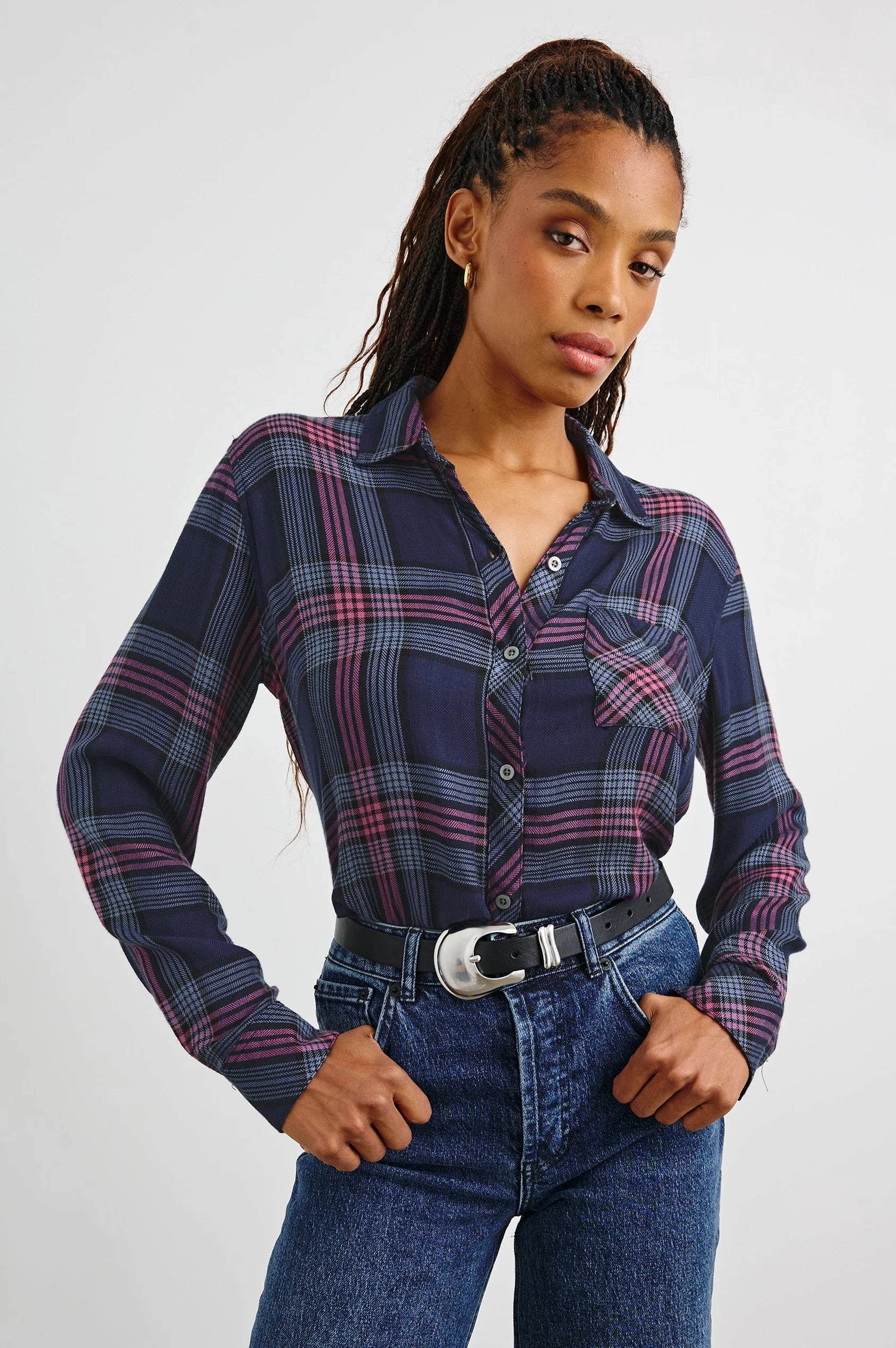 RAILS Hunter Check Shirt in Navy Rose Astor shopatanna