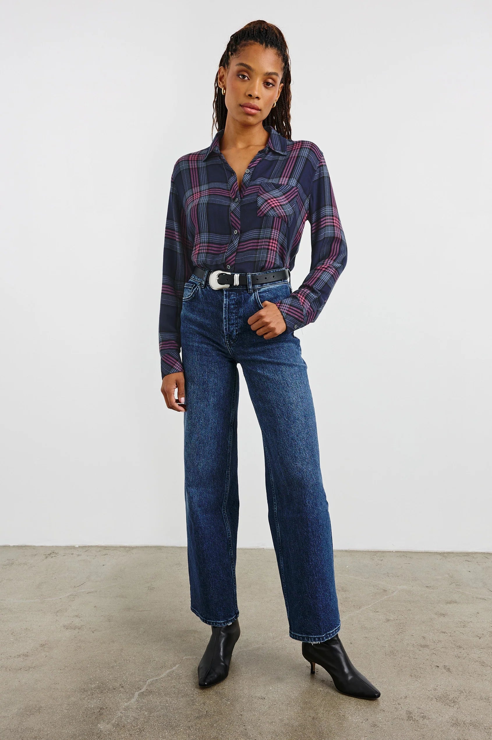 RAILS Hunter Check Shirt in Navy Rose Astor