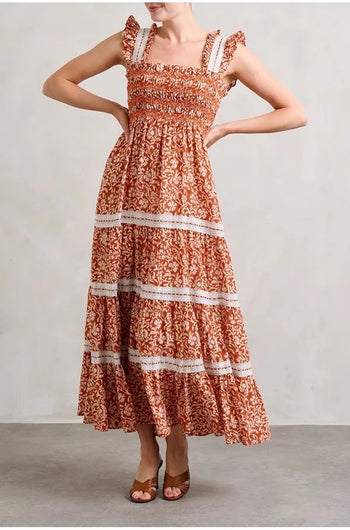 RIXO Aubrie Dress in Sarasa Rose Copper
