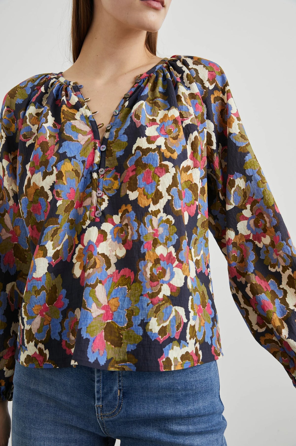 RAILS Indi Blouse in Navy Wildflower