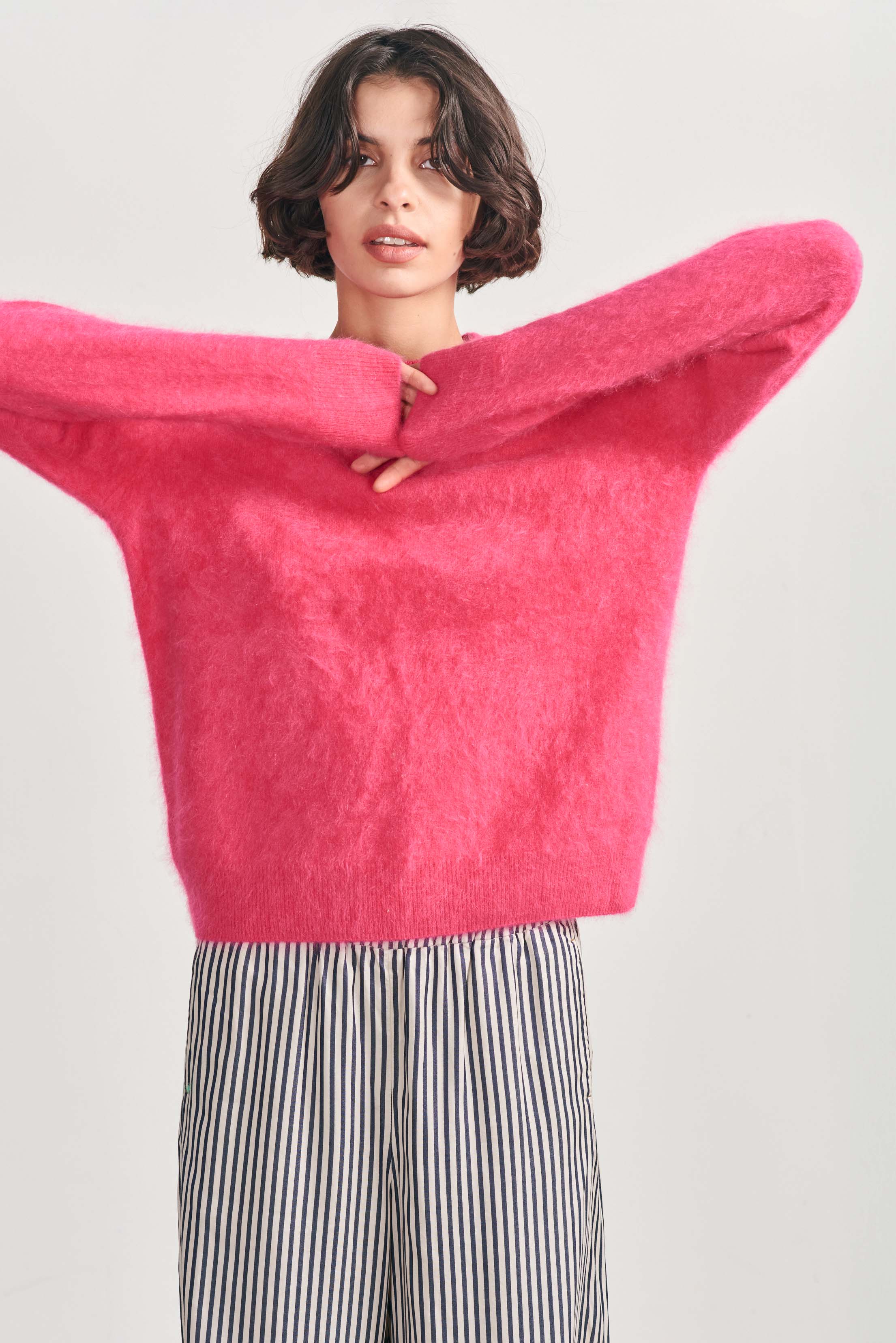 JU Brushed Cashmere Crew in Watermelon