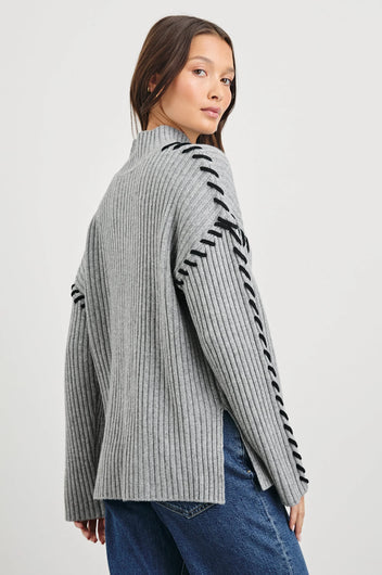 RAILS  Liam Roll Neck Knit in Heather Grey