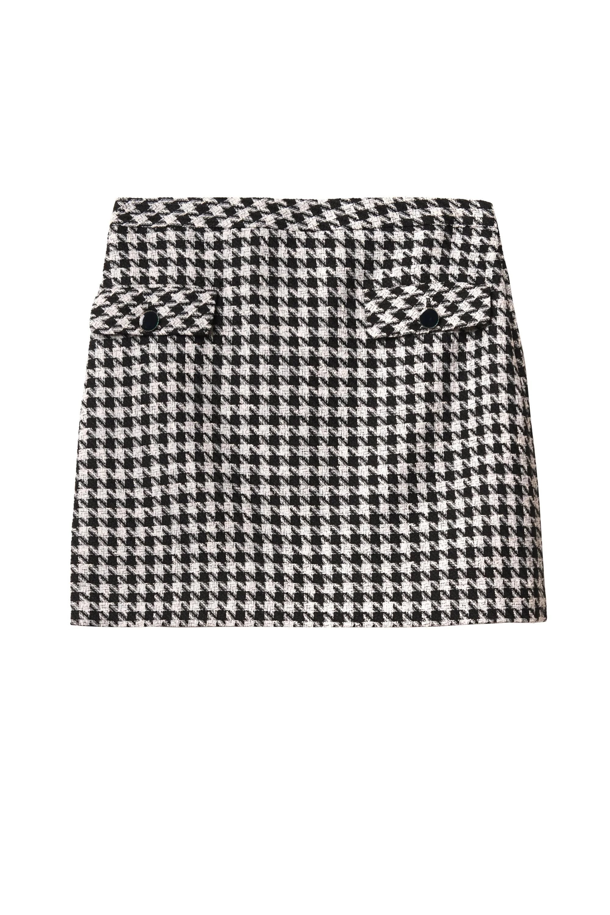 RIXO Mariah Skirt in Houndstooth Mono