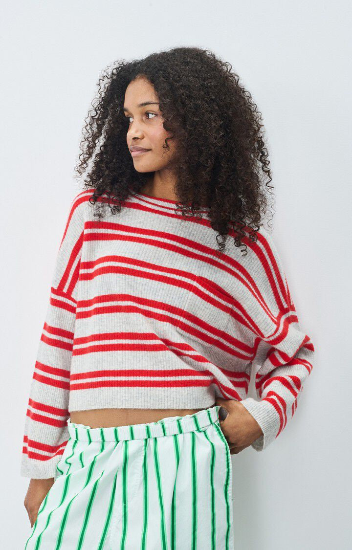 AV Raxow Stripe Knit in Grey, Strawberry