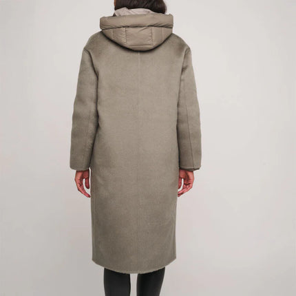 R&P Reni Wool Coat, Removable Down Jacket in Dark Artichoke