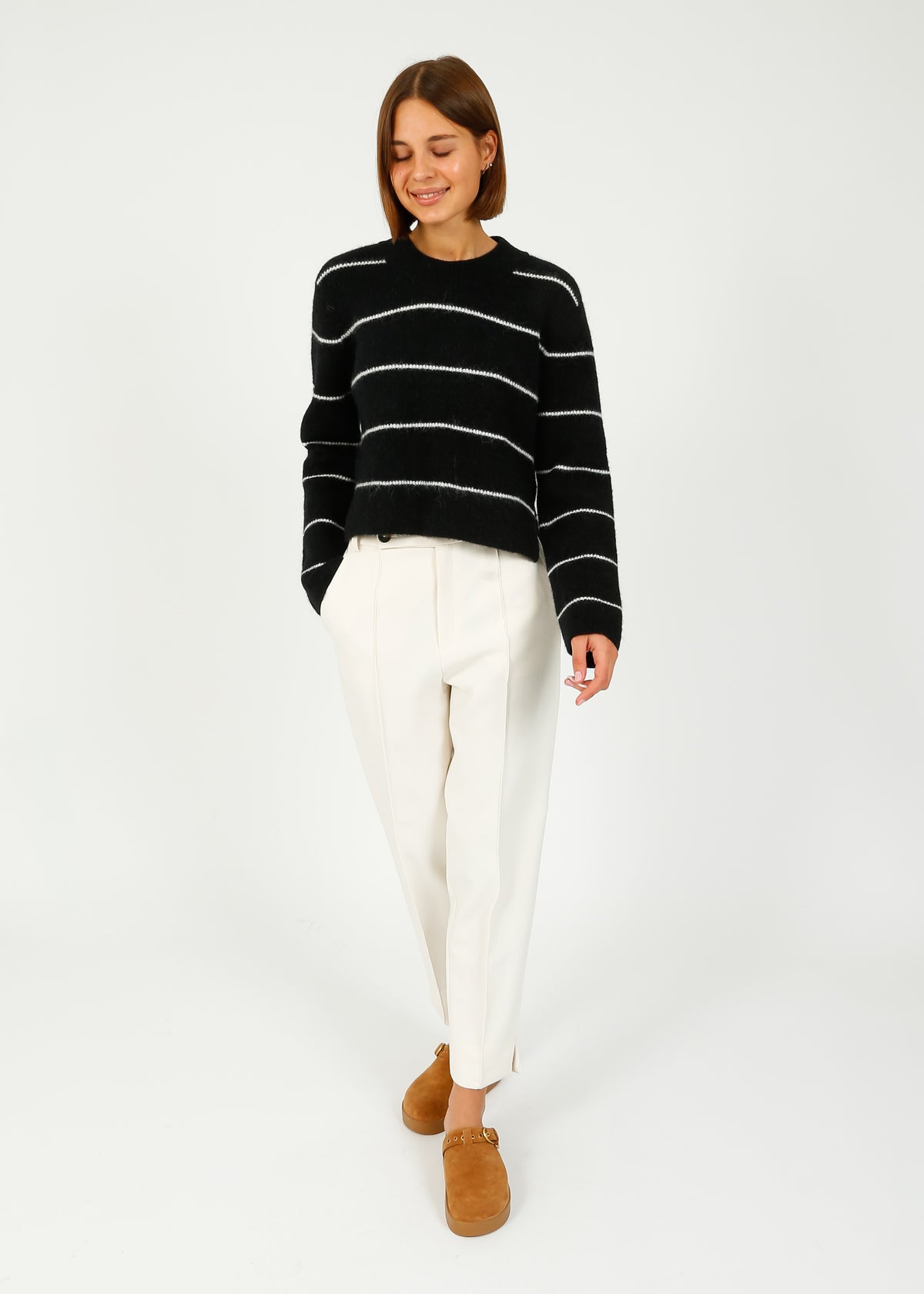 DAY Gaby Crop Stripe Knit in Black