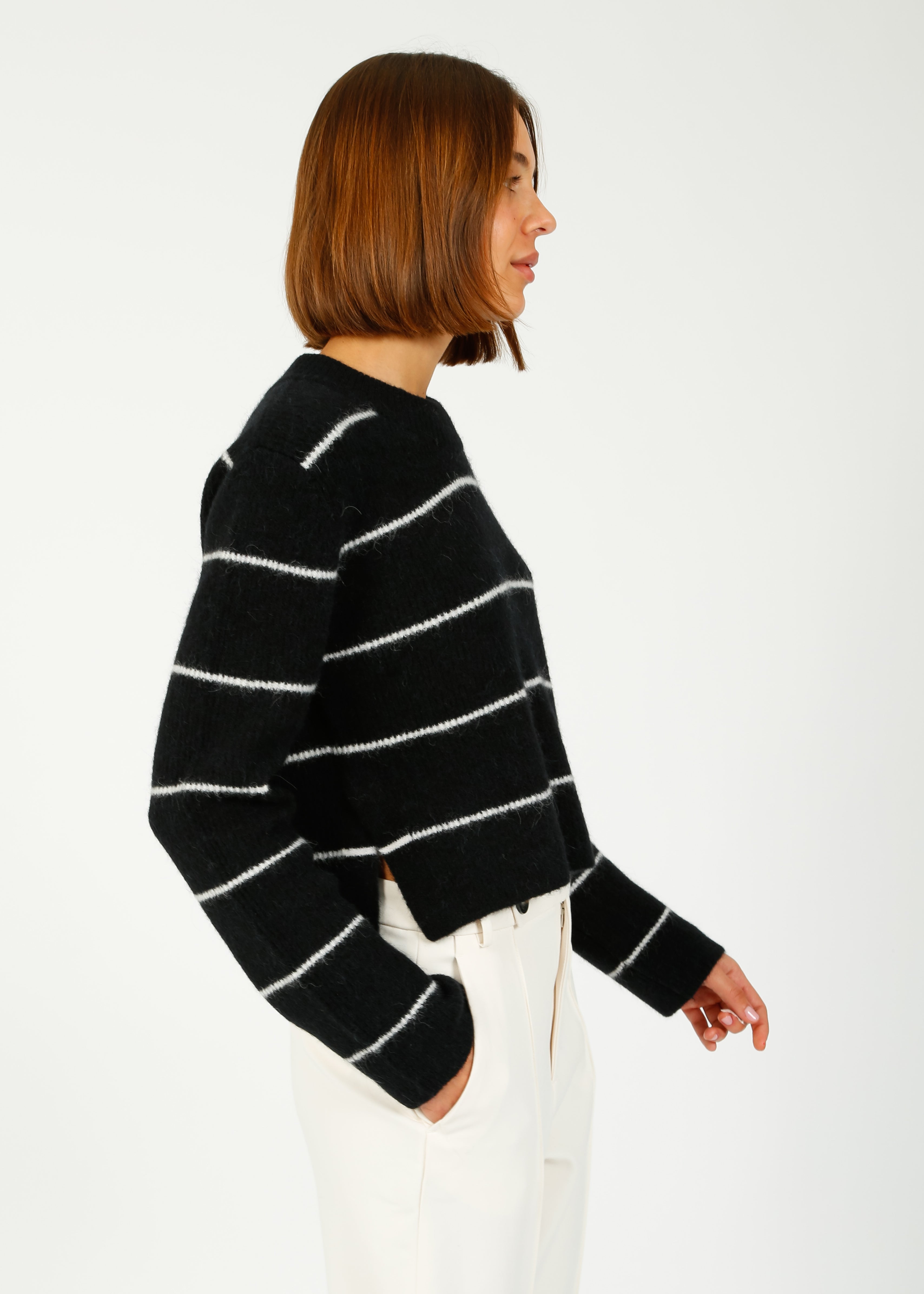 DAY Gaby Crop Stripe Knit in Black